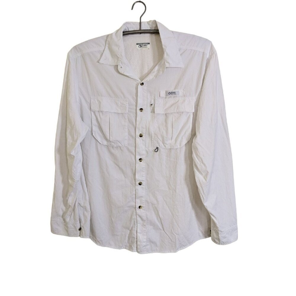 Gander Mountain Mens XL Outdoor Shirt Guide Series Vent White Camping Quick Dry